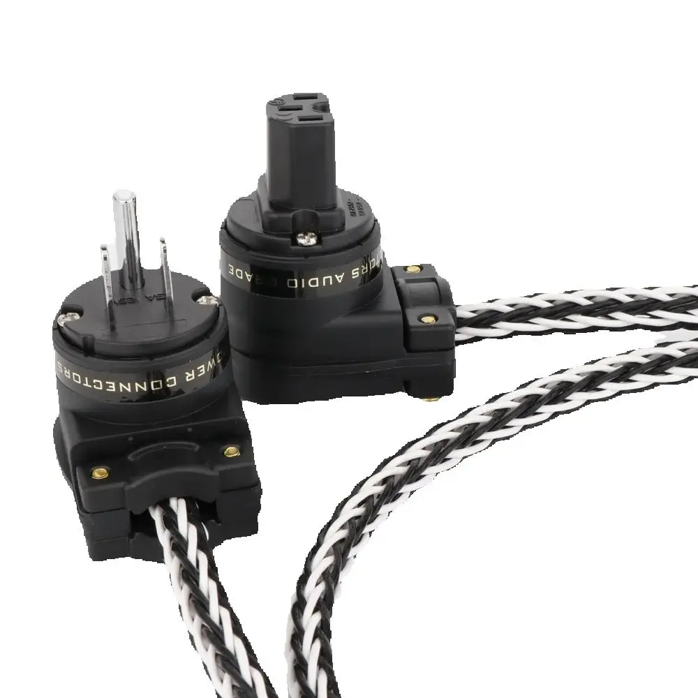 Hifi 90 degree L Shape EU Power Cable 8TC OCC Copper Hybrid power cable Hifi audio EU/US for Amplifier Power Filter DAC CD DVD