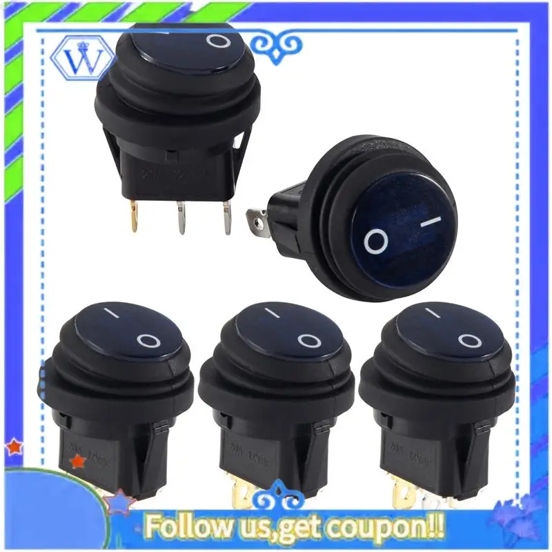 

M46K-5 Pcs 12V 20A Waterproof Round On/Off Rocker Switch Car Auto Boat SPST