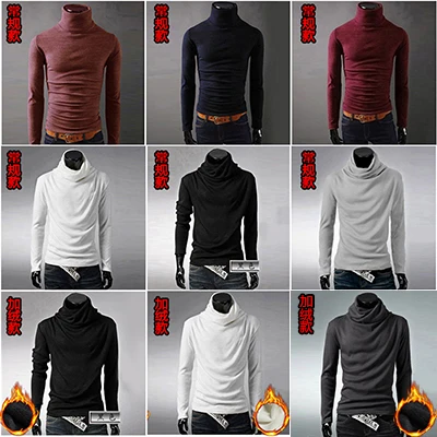 Winter Velvet Thickening Sweater Men's Pile Collar Bottoming Shirt Casual Bottoming Turtleneck Knitting Clothes Warm and Trendy