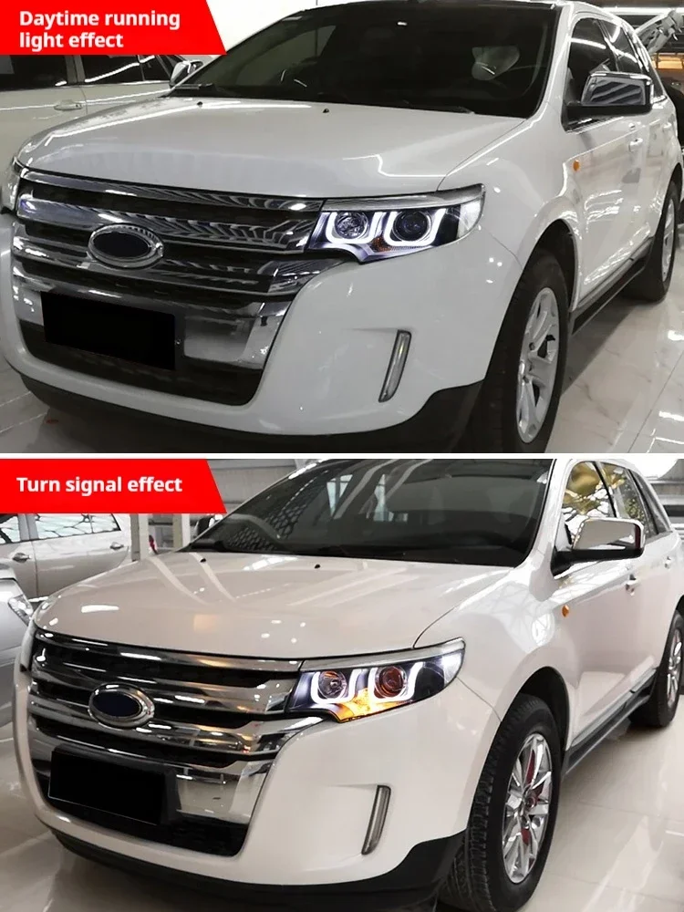 Sewiyolin سيارة LED مجموعات المصابيح الأمامية لفورد حافة المصابيح الأمامية 2010-2014 الضباب DRL الفرامل بدوره مصباح إشارة التوصيل والتشغيل #5