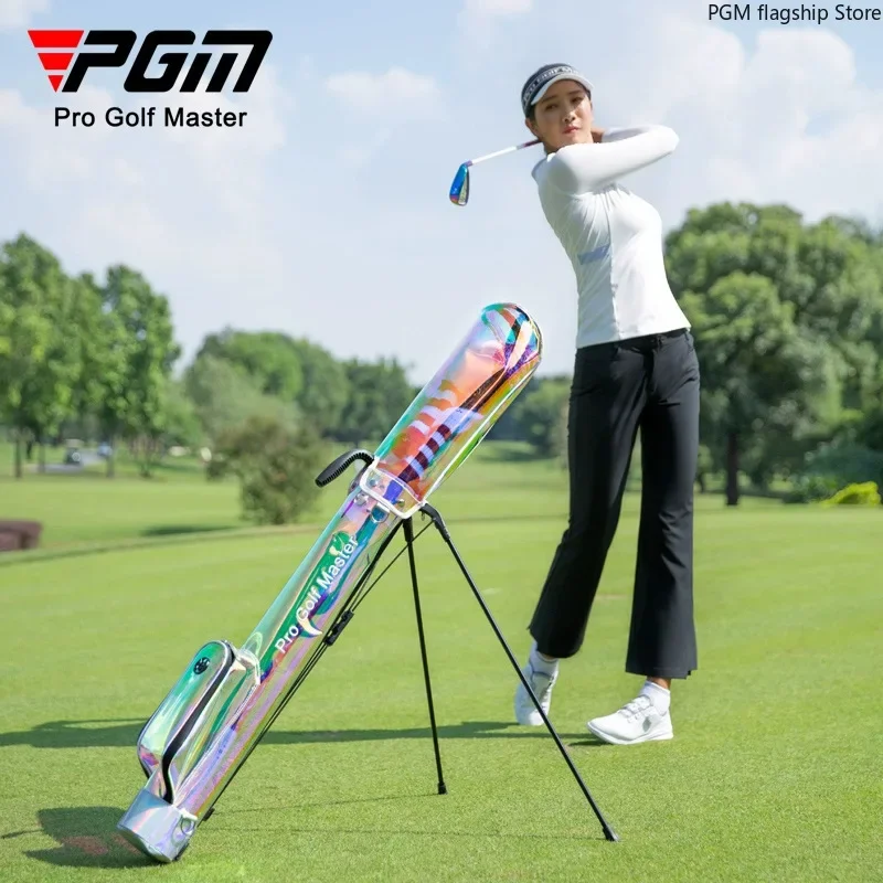 PGM Golf Bag Women's Colorful Stand Gun Bag Lightweight Portable Club Bag Transparent TPU Waterproof QIAB026