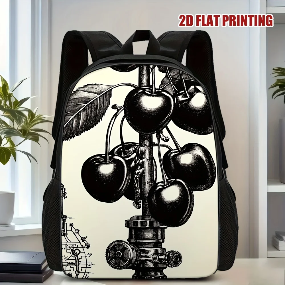 

A stylish backpack with a mechanical cherry design, perfect for school, travel and everyday use. Suitable for teens.