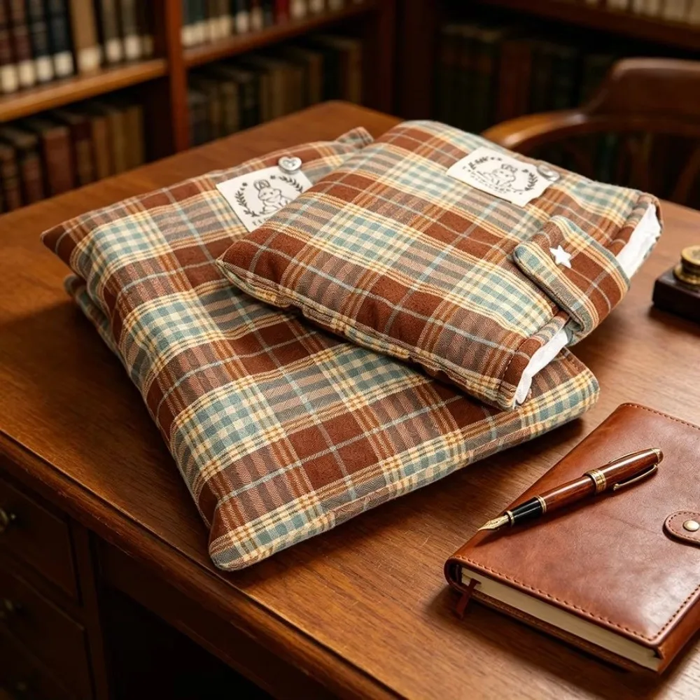 New 6-7 Inch E-Reader Sleeve Plaid Fabric Soft Lined Ebook Reader Pouch Thick Padded Universal Protective Storage Bag