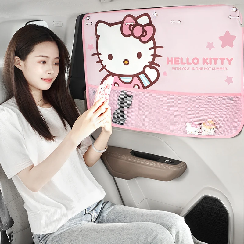 

Sanrio Kawaii Hello Kitty Car Sunshade Anime Cartoon Delicate Fashionable Lovely Economic Simplicity Insulated Sunscreen Curtain