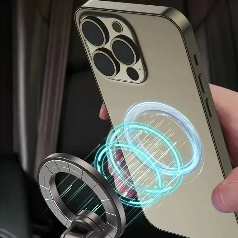 Universal Magnetic Car Mount Foldable, 360° Adjustable Alloy Holder for Most Smartphones with Magnetic Case