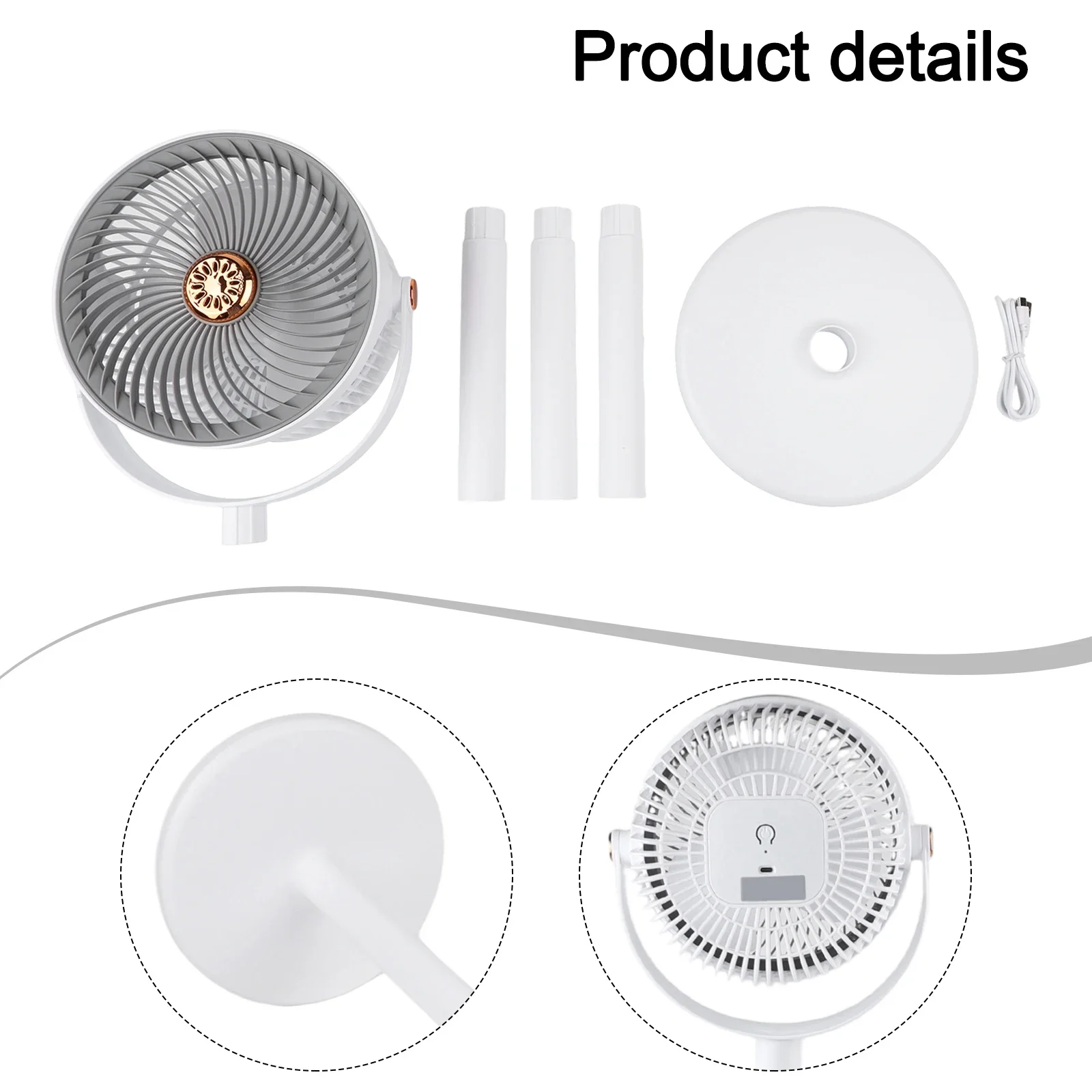 Standing Fan with Adjustable Height 5 Speed Settings and 360 Degree Oscillation Built in Battery and Wireless Use for Bedroom