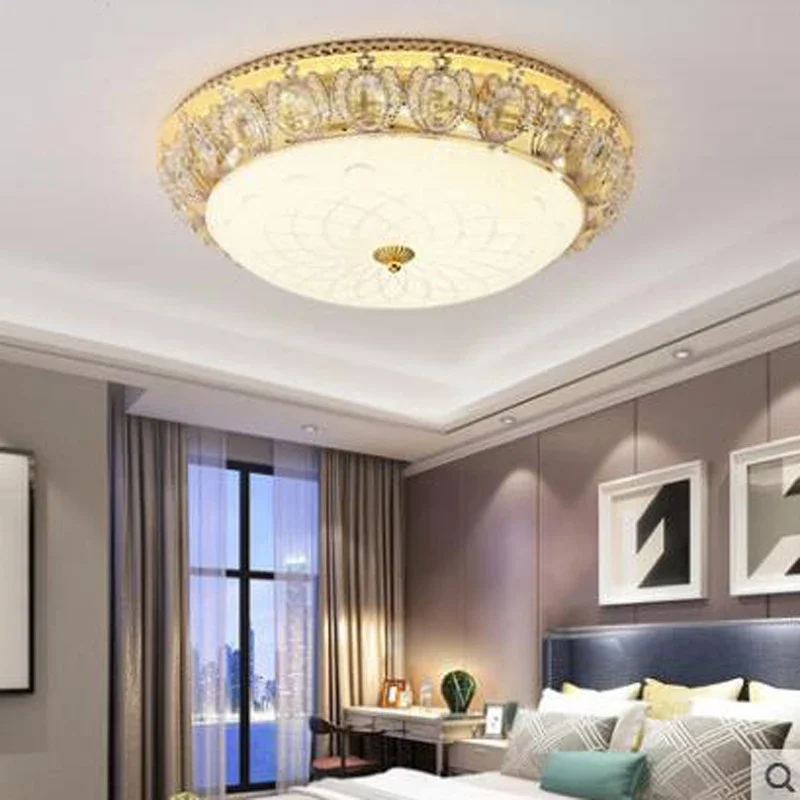 European bedroom lamp ceiling lamp modern simple round crystal lamps warm restaurant lighting European ceiling lighting fixture