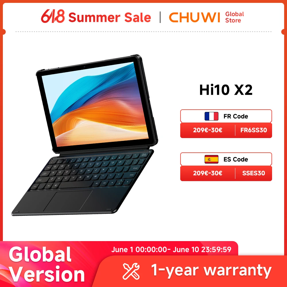 CHUWI Hi10 X2 2-in-1 Tablets Dual-Core Intel 10th i3-10100Y 8GB