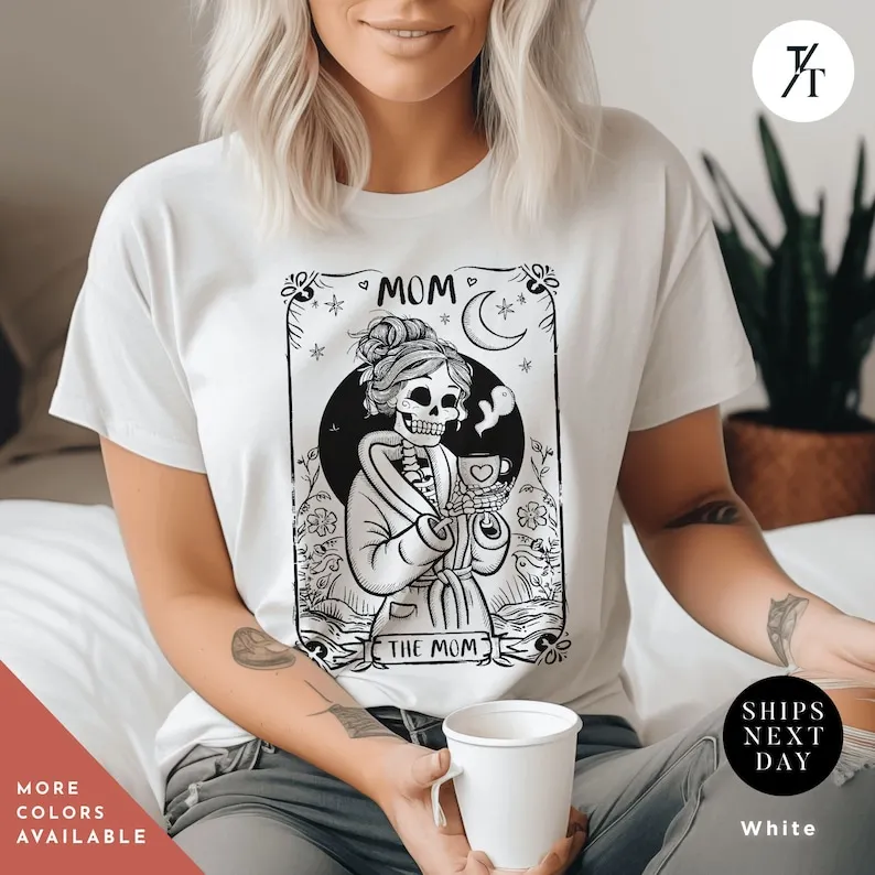 the mom tarot card skeleton mother shirt, Mothers Day Gift, The Mom Tarot Card, Funny Skull tee, Funny Witch Mama tShirt, Witchy