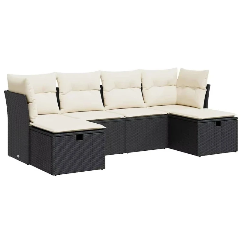 Black and Cream White Outdoor Garden Sofa Set