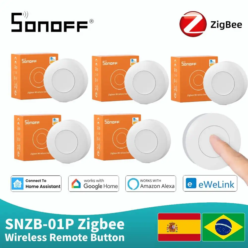 SONOFF SNZB-01P Sans Fil Zigbee Bouton Intelligent À Distance 2 Voies Commande Commutateur SOS D\'appel D\'urgence Bouton nous-mêmes Avec Alexa