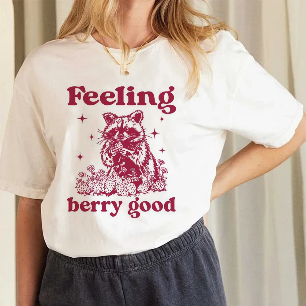 

Vintage Feeling Berry Good Summer Meme Funny Trend T-shirts Short Sleeve Clothes Fashion Casual Ladies Women Print Female Graphi