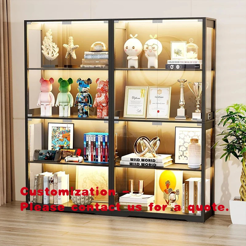 custom.Display Cabinet Clarity Tempered Glass LED Lighting Custom Color Size Multi-layer Stand Showcase Best Price Bulk