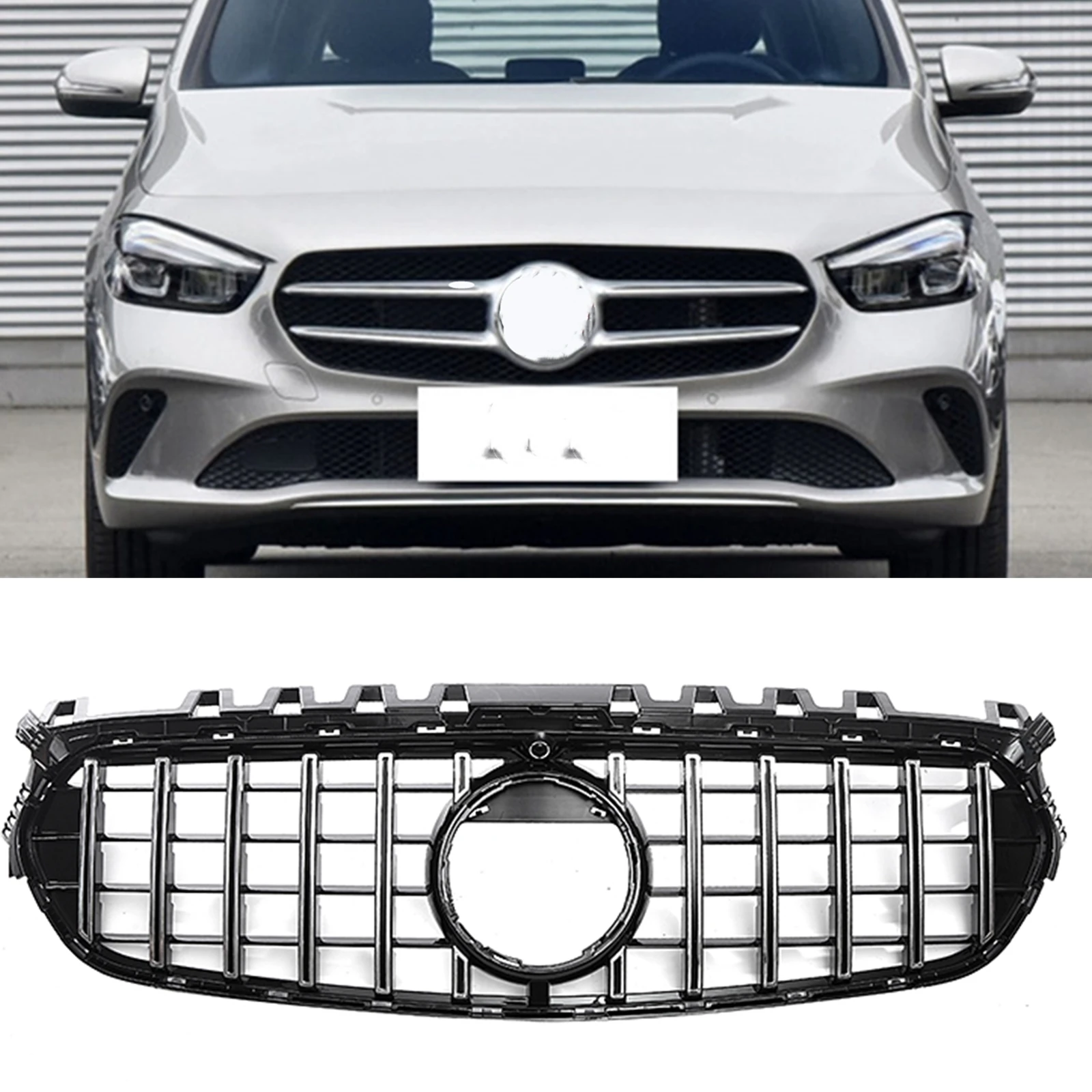Front Grille Racing Grill For Mercedes Benz B-Class W247 B180 B200 B220 B250 2020-2023 GT R Style Upper Bumper Hood Mesh Grid