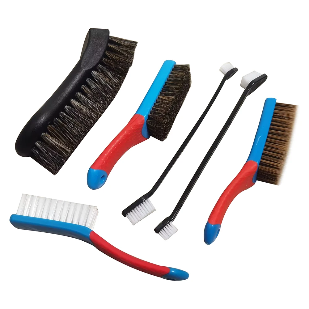 6-Piece Car Cleaning Brush Set Soft Bristle Wheel Interior Panel Gap Window Detail Brush Auto Interior Care Tool Kit