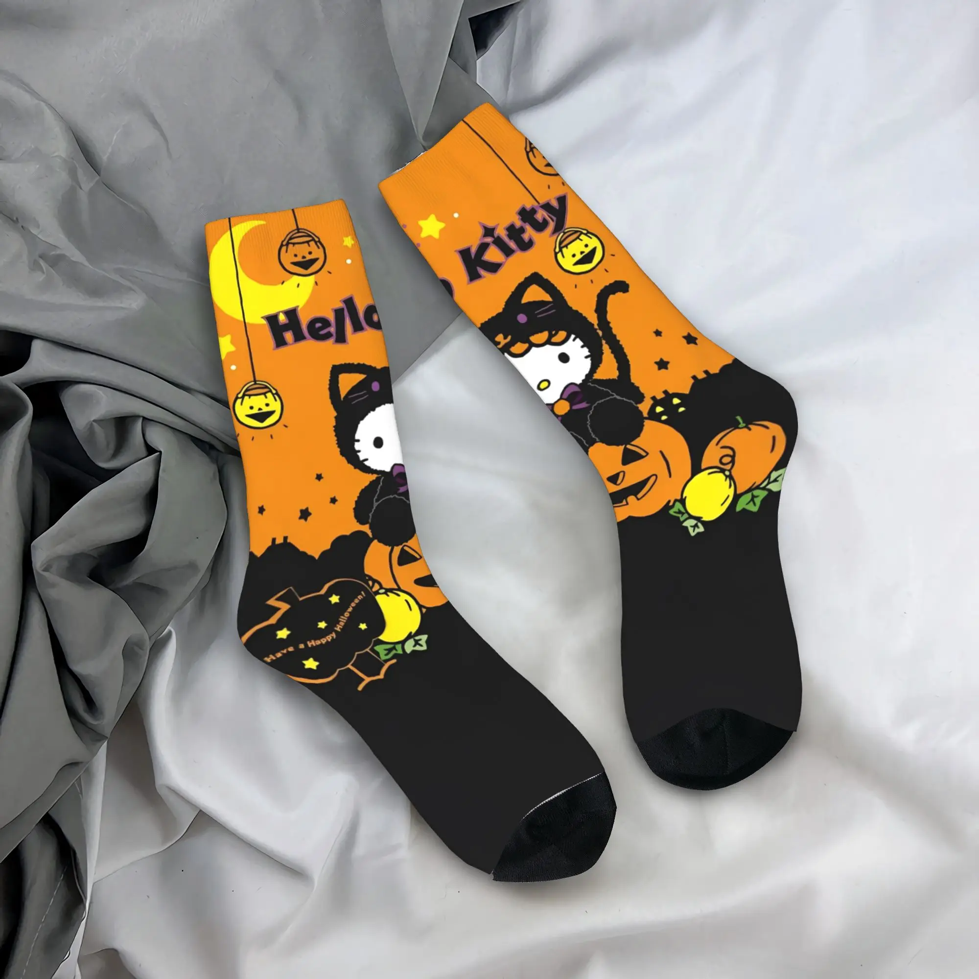 Hello Kittys Calcetines de Halloween Accesorios para hombres y mujeres Calcetines estampados Regalo de cumpleaños suave