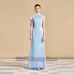 Vindal Evening dresses Satin Ankle length Sexy Fashion Party O-Neck luxurious Mermaid Elegant Sleeveless السعود For Woman 2024