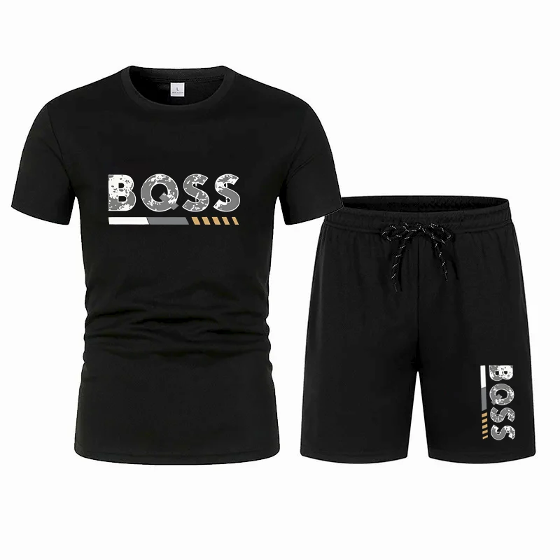 Men's Summer Sports Short Sleeve Set, Two-Piece Set, Men's Summer Quick-Dry Sports Set, Breathable Mesh Short Sleeve T-Shirt and