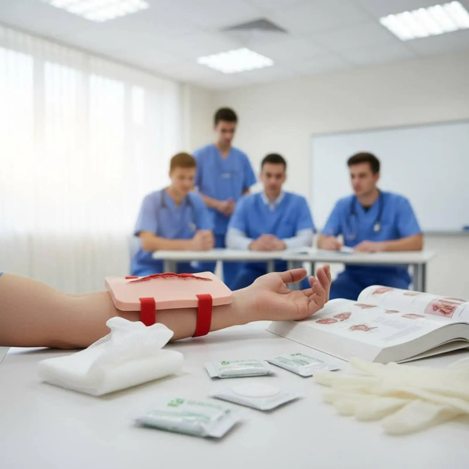 Reusable Cut Wound Model Silicone First Aid Training Device Wearable Bleeding Control Practice Kit for Classroom Use