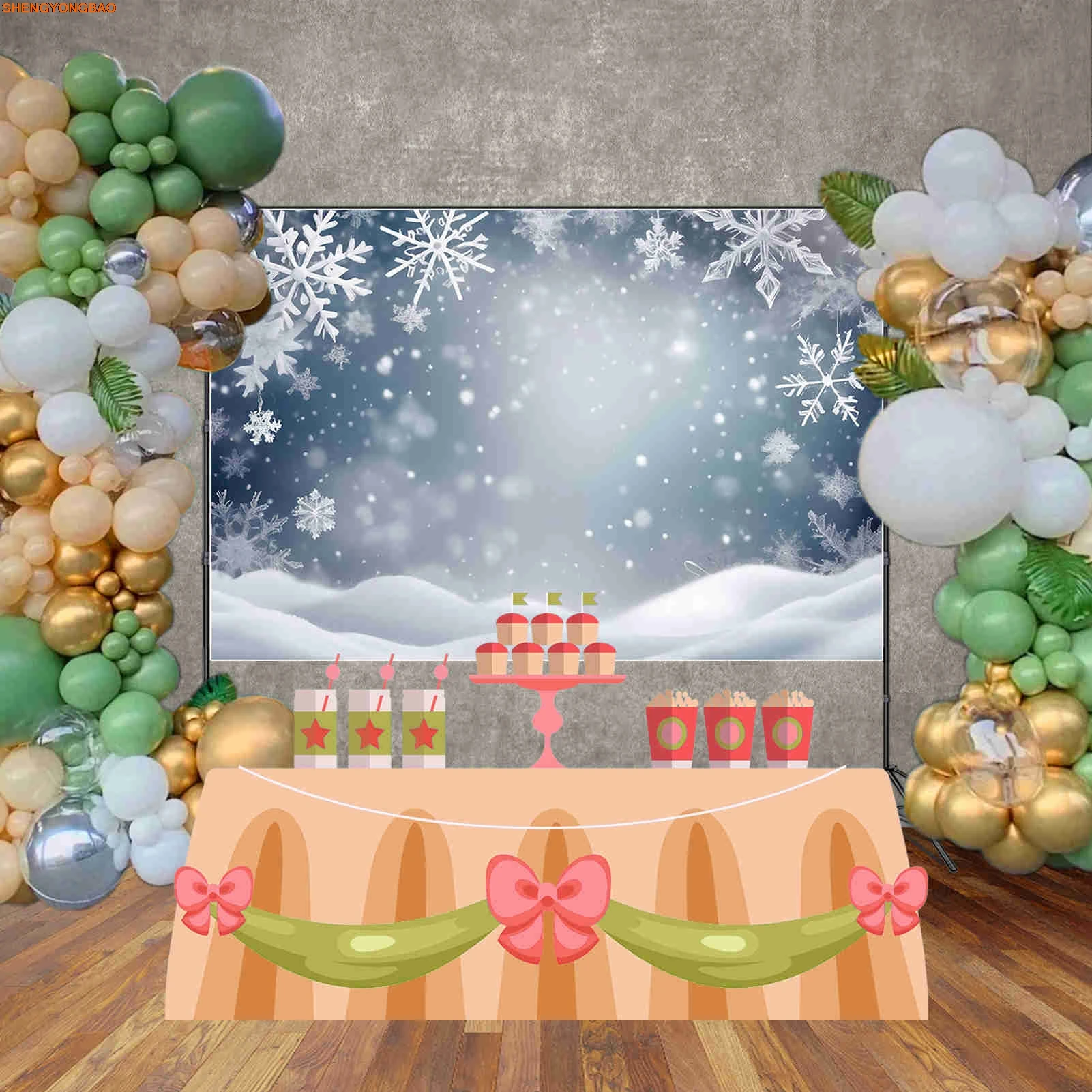 Christmas New Year Photography Background Winter Snow Photocall Backdrop Baby Photo Studio Photobooth Supplies