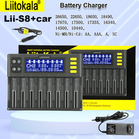 LiitoKala Lii-S8 8 Slots LCD Battery Charger for Li-ion LiFePO4 Ni-MH Ni-Cd 9V 21700 20700 26650 18650 RCR123 18700