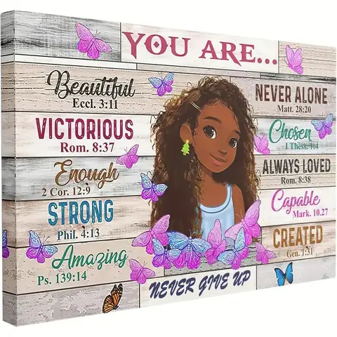 1PCS Black Girl You Are Beautiful Canvas Painting African American Girl Posters Prints Abstract Wall Art Picture Room Home Decor