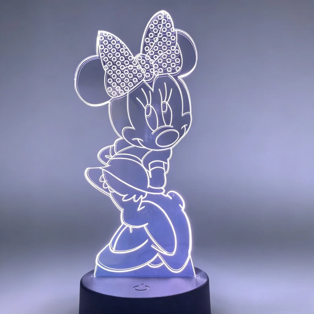 ثلاثية الأبعاد ضوء الليل ديزني الكرتون ميني ميكي ماوس الاكريليك اللمس ثلاثية الأبعاد الوهم مصباح غرفة نوم ديكور الجدول مصباح ألعاب أطفال الهدايا