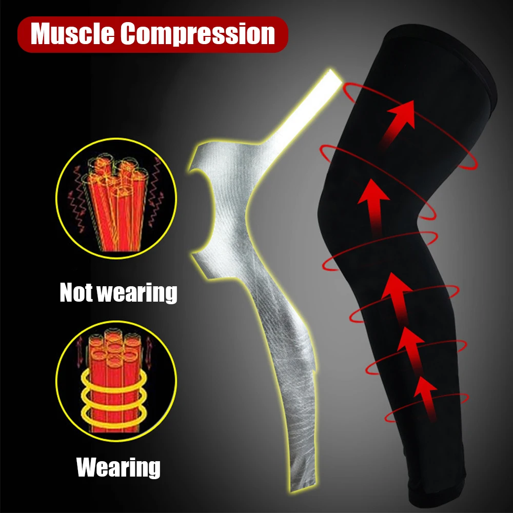 Manchon de compression des jambes pour le sport, chauffe-genoux pour le cyclisme, la course, le basket-ball, le football, le volley-ball, le tennis,