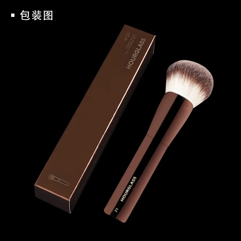 1pc #21 Powder Makeup Brush Full coverage Face Contour Foundation Make Up Brush Round Base setting Metal Handle with box