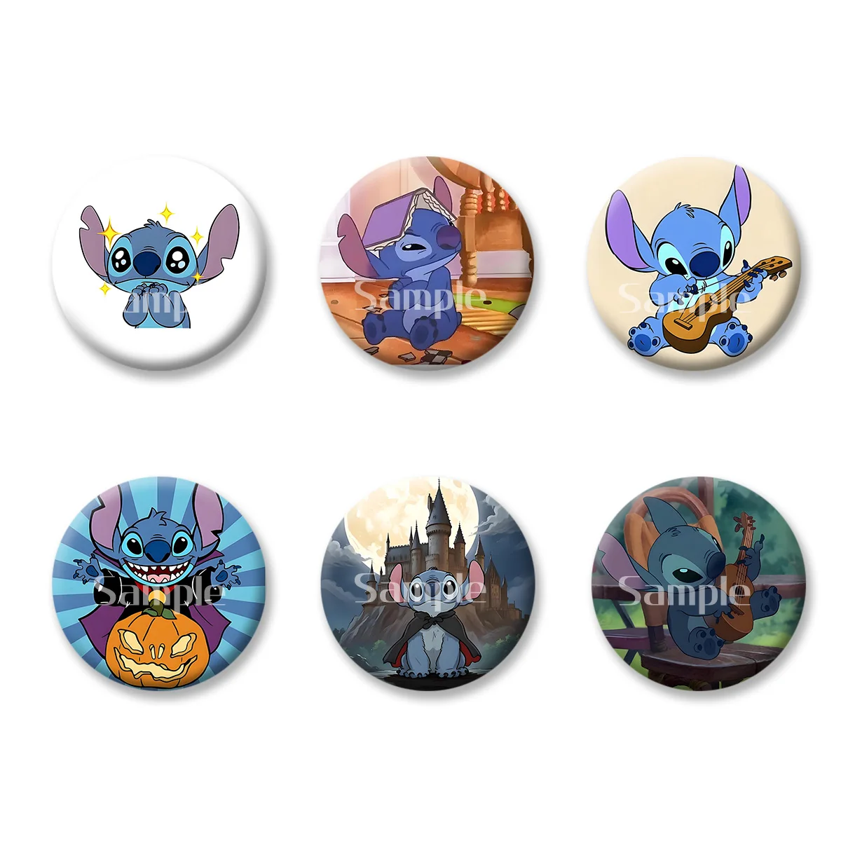 

Flash Badge Cards Stitch Characters Cute Castle Anime Girl Keychains Convenient Makeup Mirror Fridge Magnet ACG Accessories