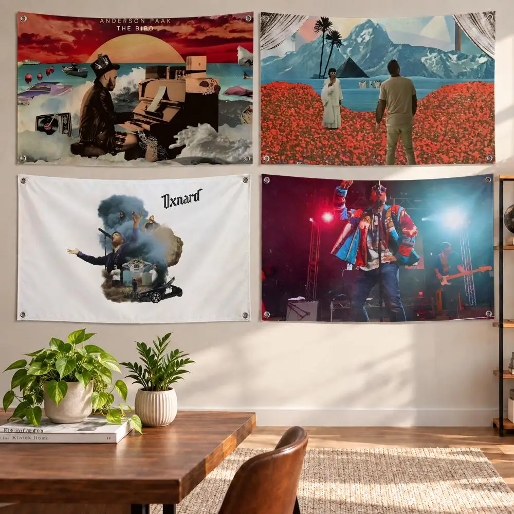 Singer Anderson .Paak Flags Aesthetic Wall Tapestry Printed Wall Hanging Living Room Party Outdoor Decor