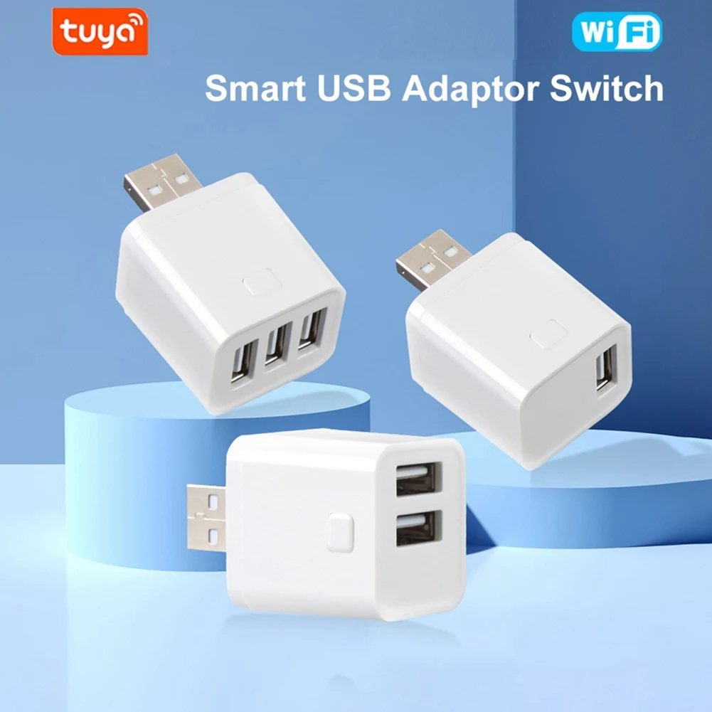 HFES Tuya Smart Wifi USB Adapter Switch 5V Mini USB Power Adapter Smart Life Control For Alexa Google Yandex Alice 3USB