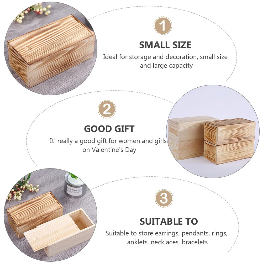 

4Pcs Jewelry Storage Boxes Wooden Durable Organizer Case Desktop Decorative Storage Container for Rings Earrings Necklaces
