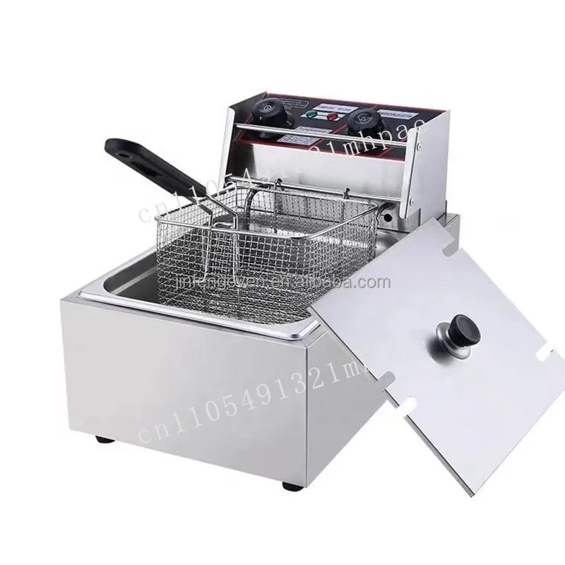 

220V Fried Pan Commercial Electric Fryer Large Capacity Thickened French Fries Deep-fried Dough Sticks Single Double Cylinder