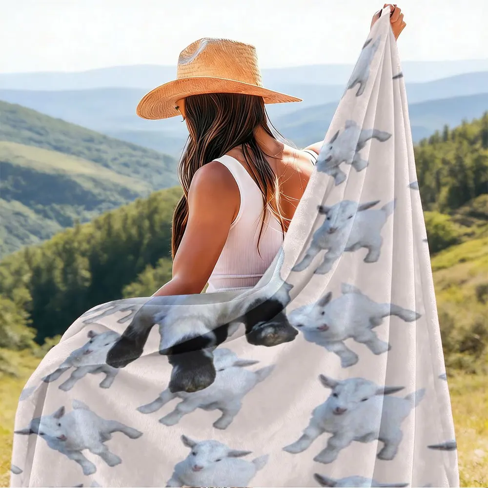 Large Lamb Sheep Print Throw Blanket 150x200cm Ultra Soft Cozy Nursery Bedding Cute Farm Animal Decoration Gift