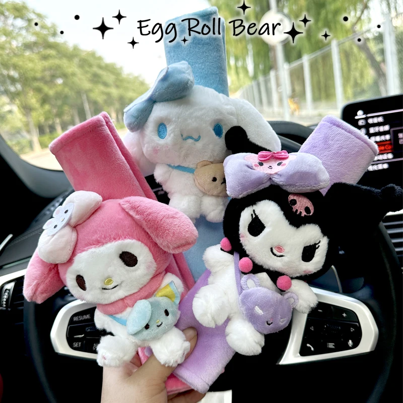 

Sanrio Hello Kitty Melody Kuromi Car Seat Belt Shoulder Cover Decompression Comfort Car Accessories Safety Belt Protective Cover