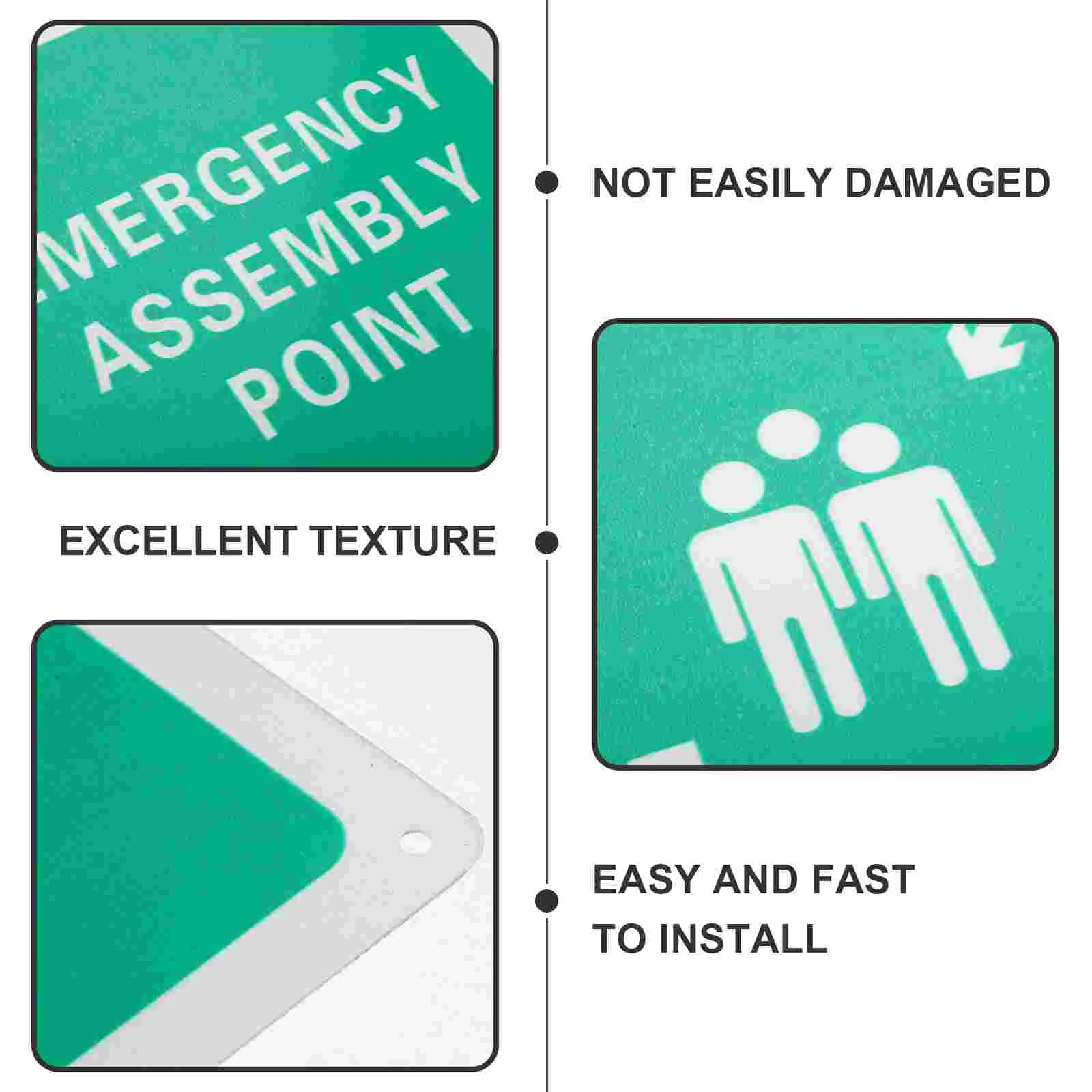 Étiquette d'urgence en aluminium résistant aux intempéries, point d'assemblage, signalisation, sécurité, zone publique