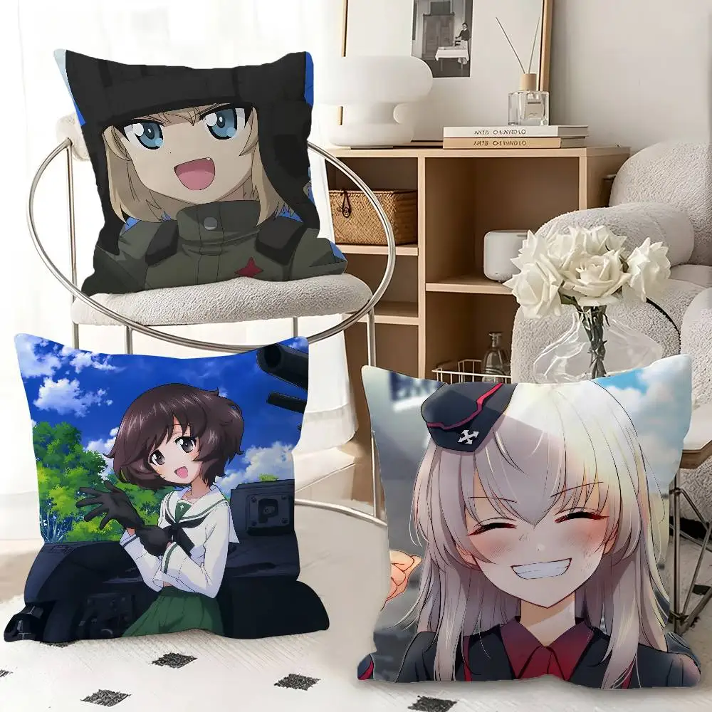 1pc Anime Girls Und Panzer Pillow Case Fashion Square Pillowcase Bedroom Sofa Room Ins Decoration Leisure