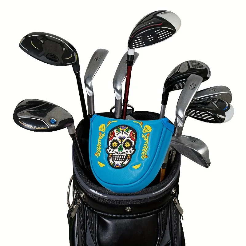 Design einer Skelett- und Komödiemaske, Golf-Putting-Kopfbedeckung, Golfzubehör, PU-Material, langlebige und stilvolle Kopfbedeckung