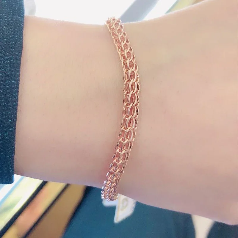 585 Purple Gold Hoop Buckle Bracelet Plated 14K Rose Gold Fashion Unisex Style High Quality Elegant Bangles Jewelry