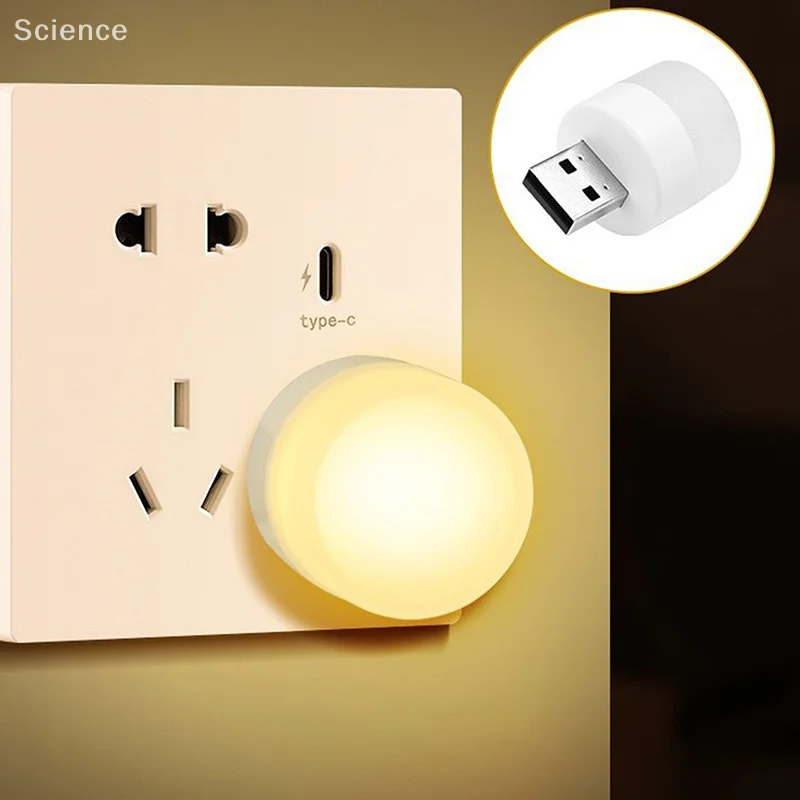 1Pc USB Plug Computer Mobile Power Charging LED Night Lamp Mini USB Night Light Warm White Eye Protection Book Reading Light