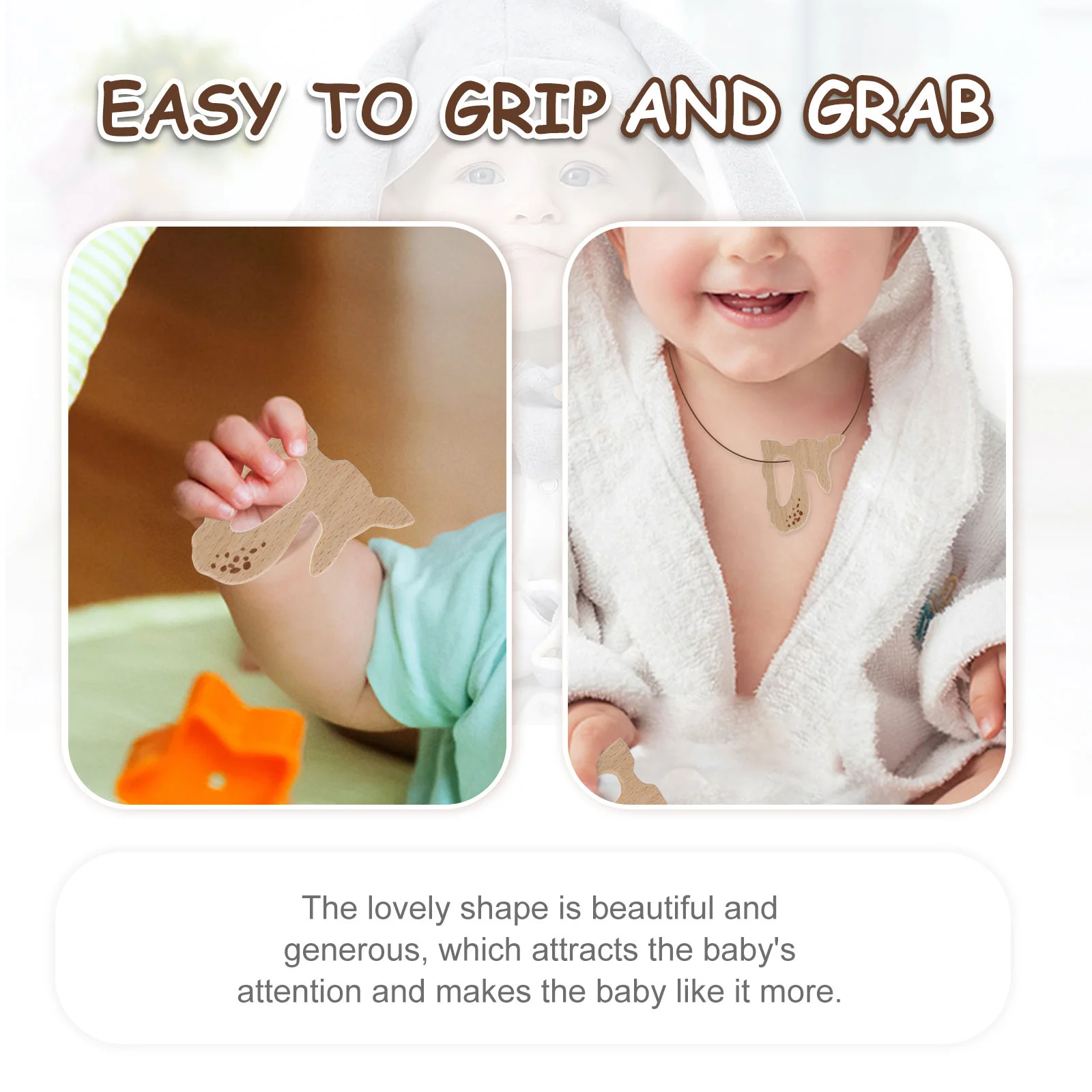 10 stücke Holz Für Baby Buche Molaren Zahnen Anhänger Diy Schnuller Kette Decor Cartoon-Muster Kinder Sicher Holz Anhänger