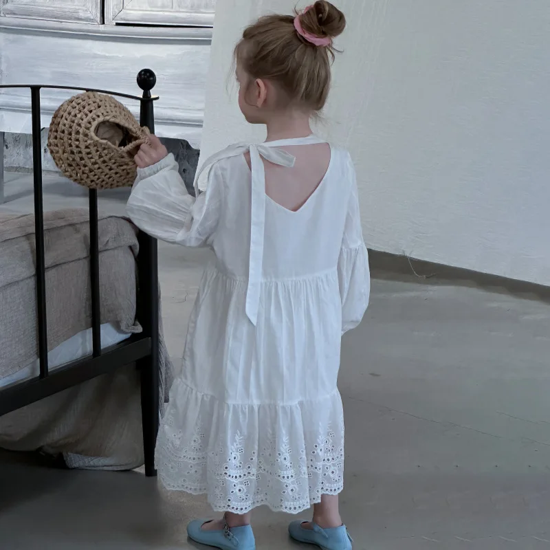Girls Spring Princess Dress Children's Lace Skirt2025Fashionable French Style Girl Dress Spring Autumn New Model