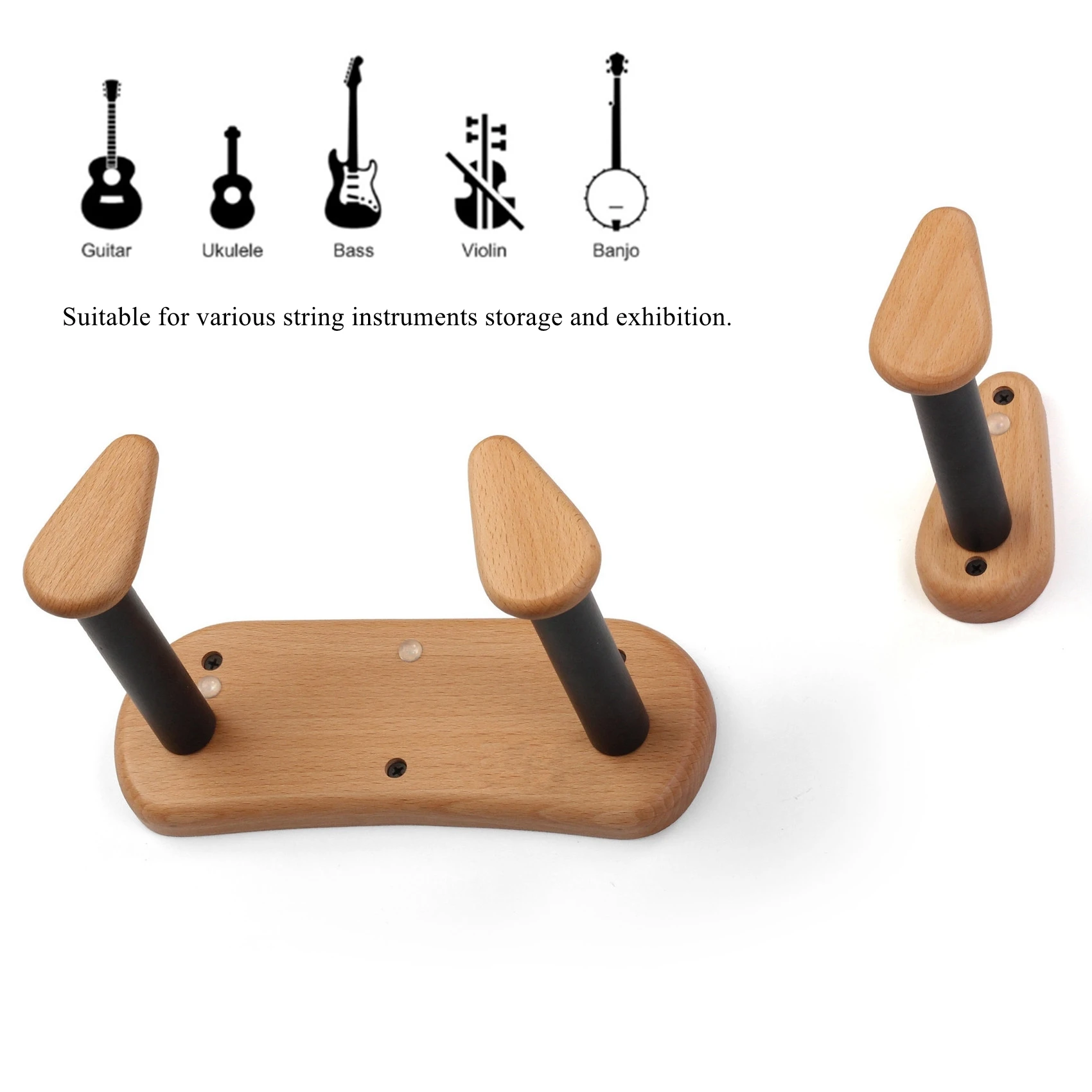 Wall Mount Non-Slip Guitar Hanger Hook, Universal Holder, Stand, Ukulele, Violin, Bass, Bracket, Instrument Accessories