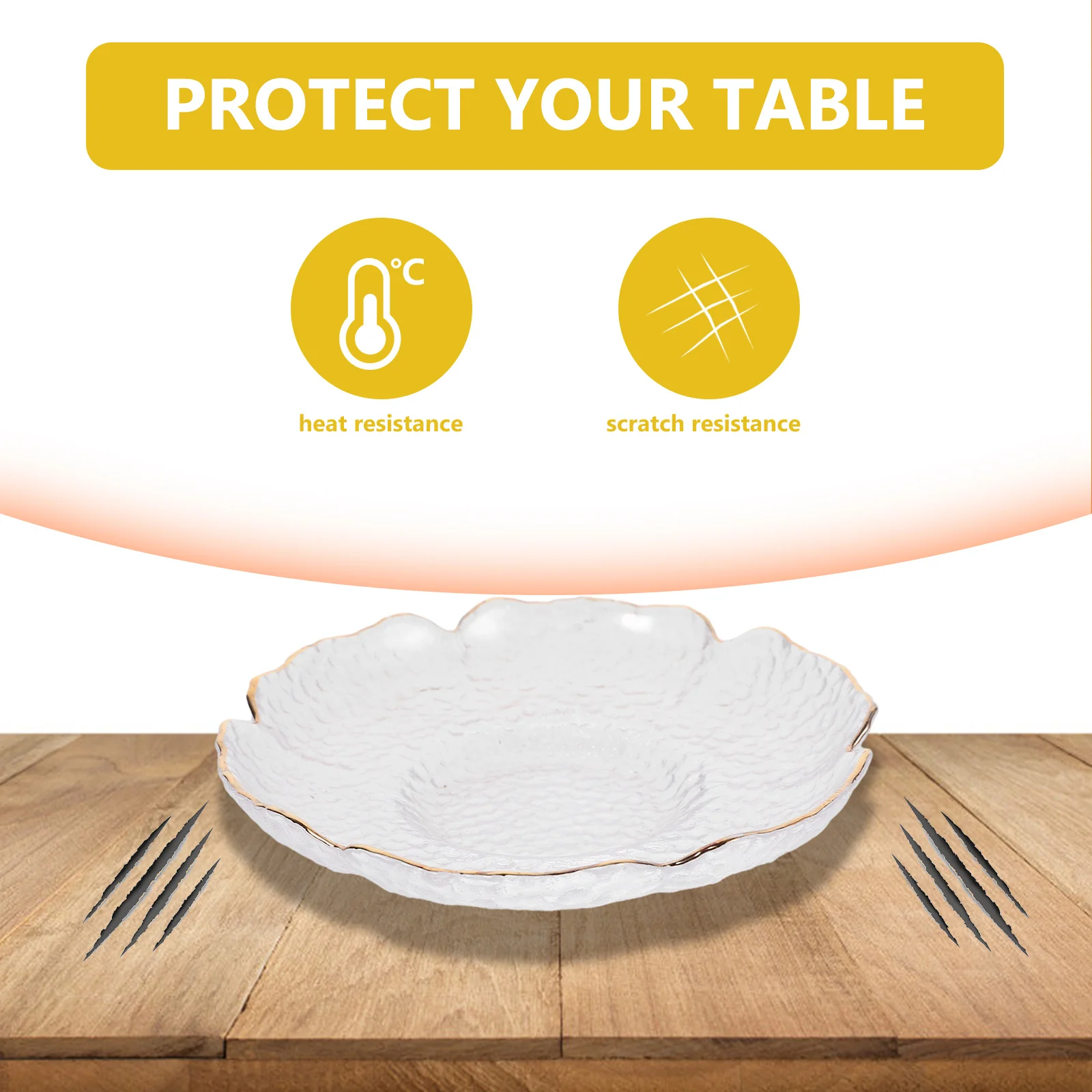 

Glass Tea Saucer Gold Edge Thickened Resistant Cup Mat for Coffee Cups Teacups Tabletop Protection Glass Saucers