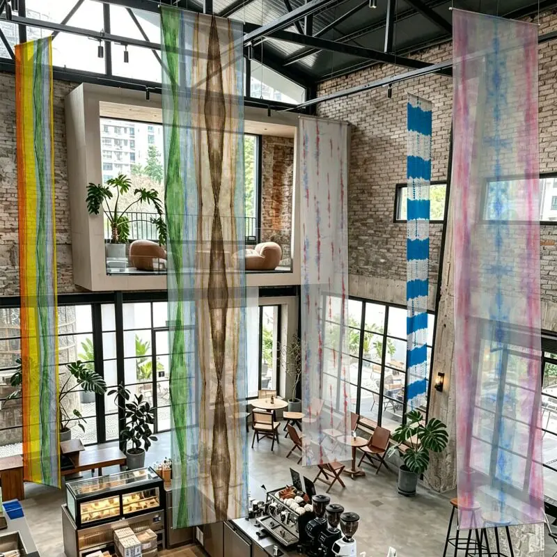 ✨Room Divider Screen Curtain Flowing Gauze Panels with Soft Light Filtering, Zen Vibes for Guesthouse, Yoga Studio & Meditation