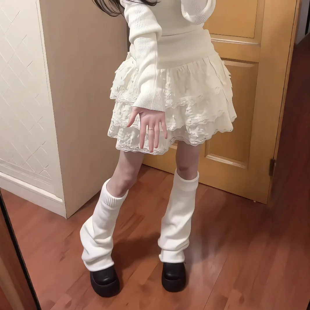 

Hot Girl Lace Cake Skirt for Women Sweet High-waisted Design Cream Puffy Skirt
