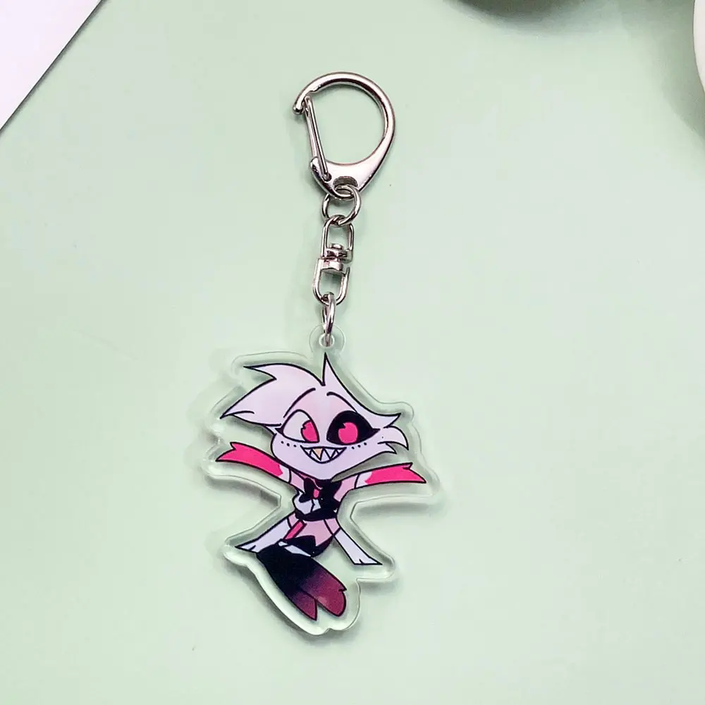 شخصيات كرتونية هازبين فندق أكريليك سلسلة مفاتيح سيارة إبداعية إكسسوارات حقيبة ساحرة على ظهره قلادة حلقة رئيسية هدايا للأصدقاء