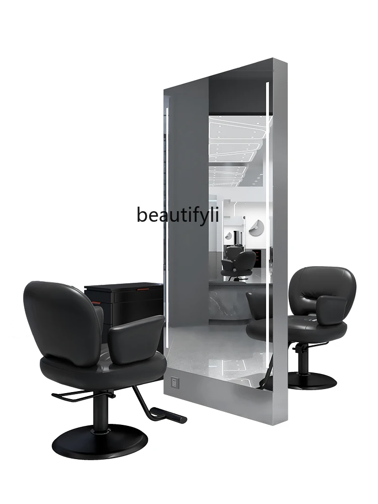 

Hair Saloon Dedicated Mirror Hot Dyeing Floor Dressing Table Hair Salon Stainless Steel Hair Salon Double Mirror