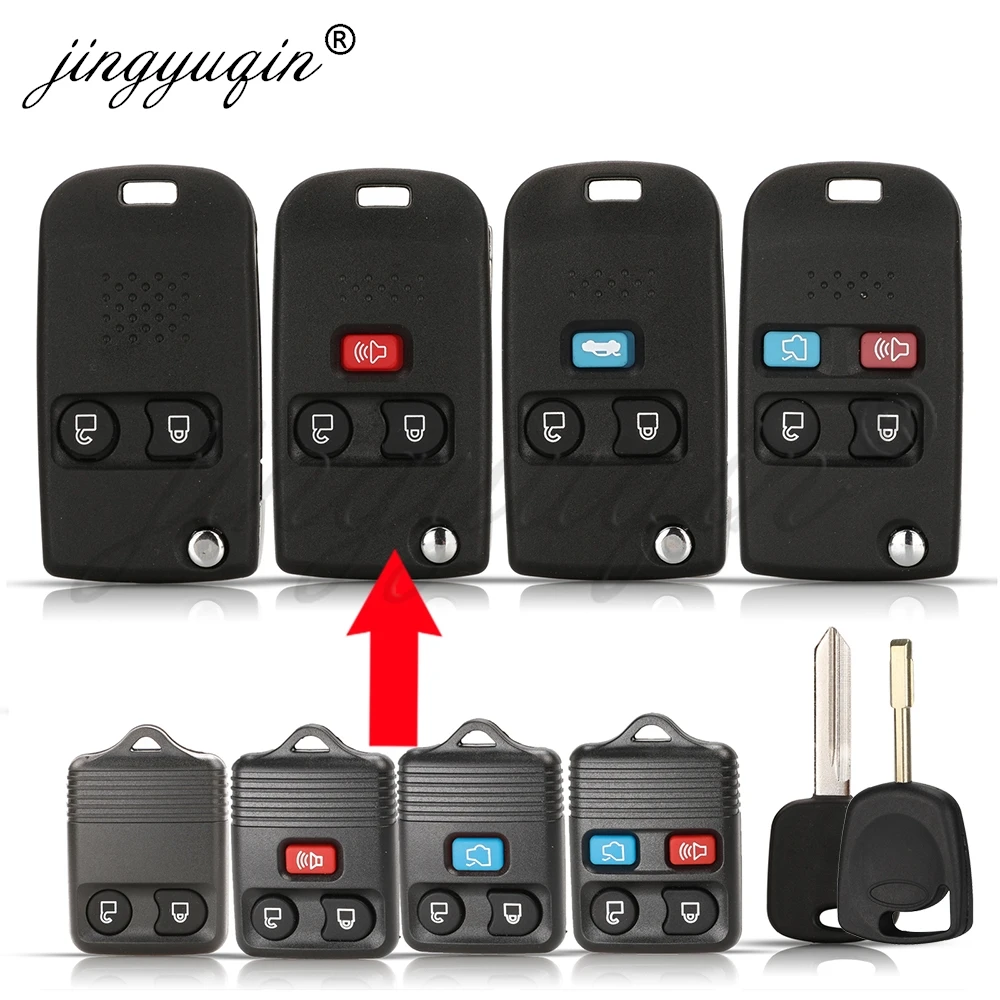 Jingyuqin Modifizierte Flip-Fernbedienung Autoschlüsselgehäuse für Ford Edge Explorer Escape Expedition Focus Lincoln Mercury Navigator FO38/FO21